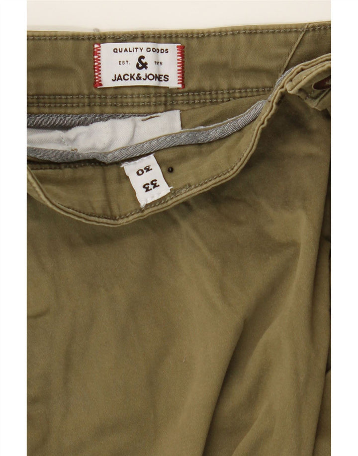 JACK & JONES Mens Slim Chino Trousers W33 L30 Khaki Vintage Jack & Jones and Second-Hand Jack & Jones from Messina Hembry 