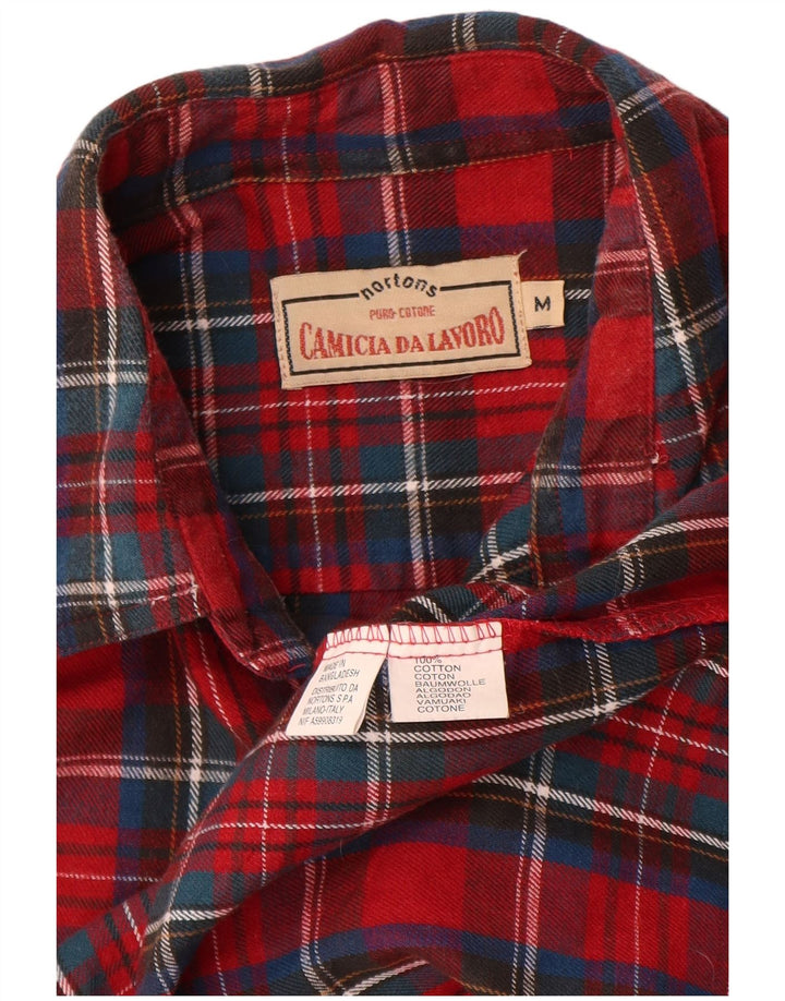 NORTONS Mens Flannel Shirt Medium Red Check Cotton
