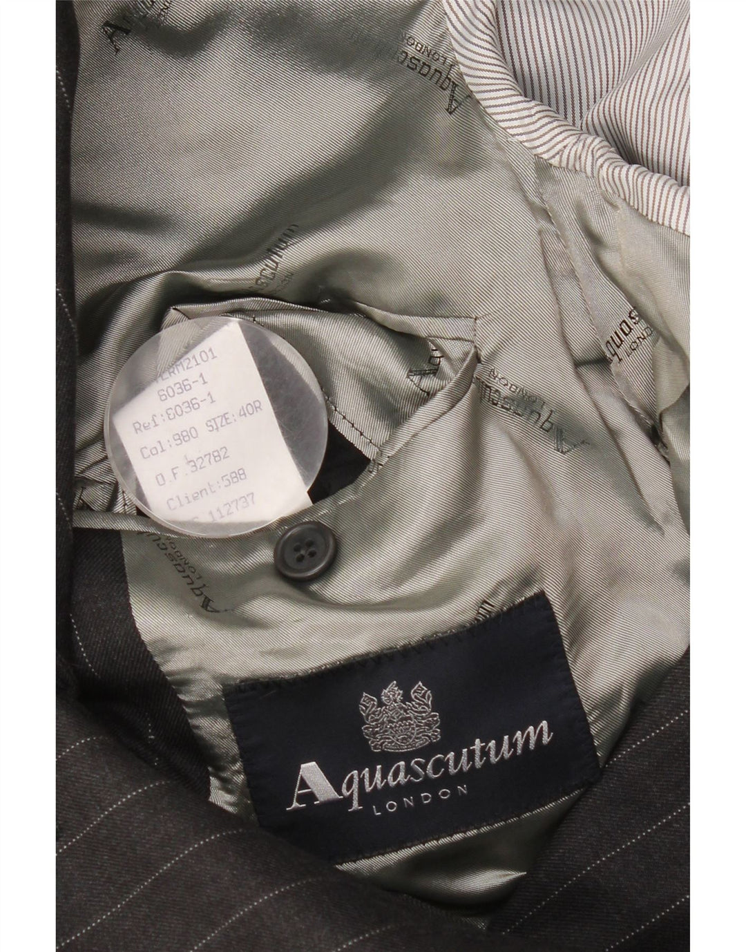 Aquascutum Mens 3 Button Blazer Jacket UK 40 Large Grey Pinstripe Wool