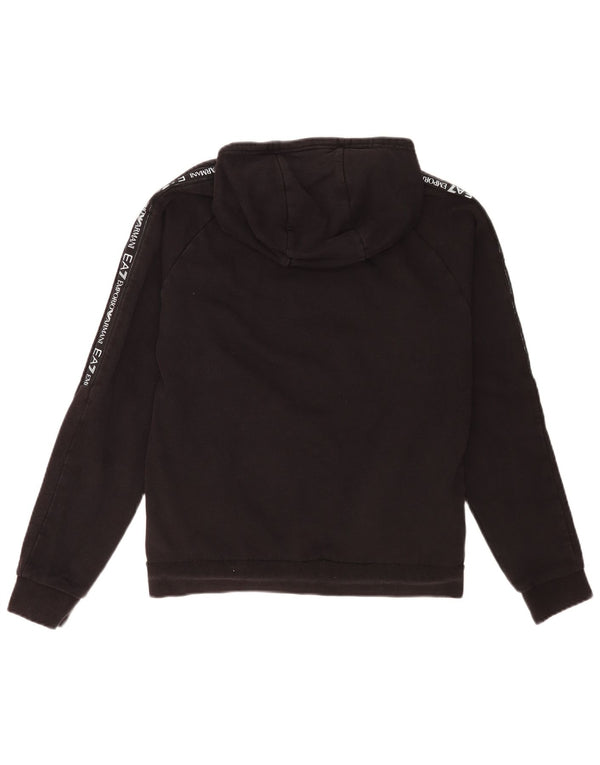 Emporio Armani Mens Graphic Hoodie Jumper Small Black Cotton
