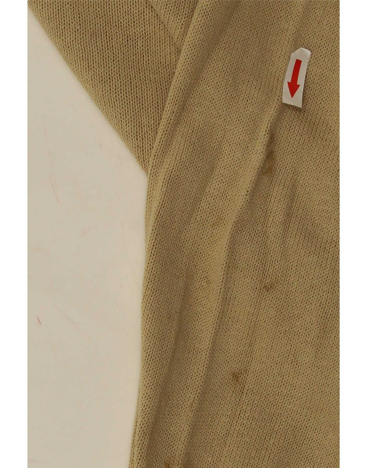 Zara Mens Crew Neck Jumper Sweater Large Beige Cotton