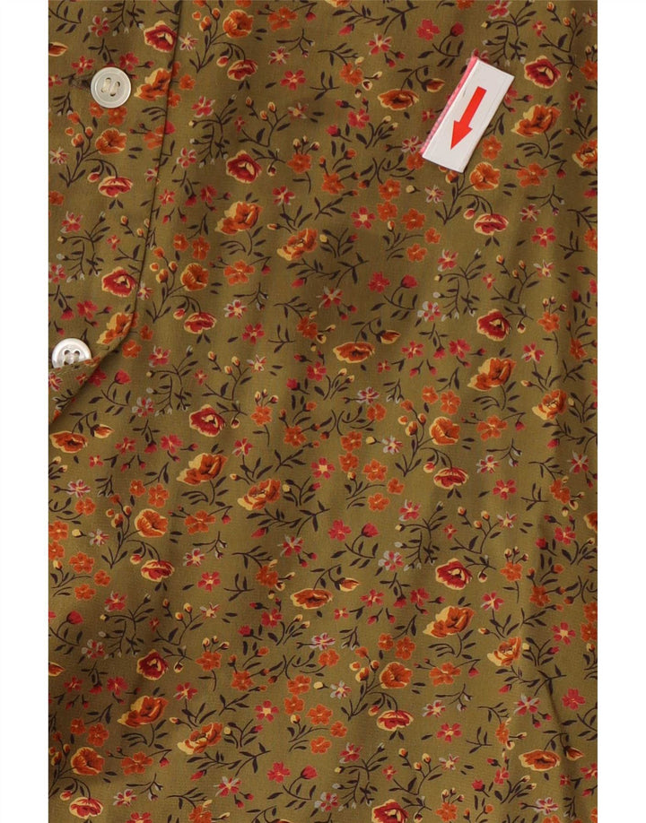 Balloon Womens Shirt Blouse EU 38 Medium Khaki Floral Silk