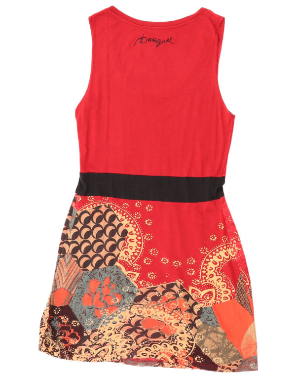 Desigual Womens Graphic Sleeveless Sheath Dress UK 14 Large Red Floral