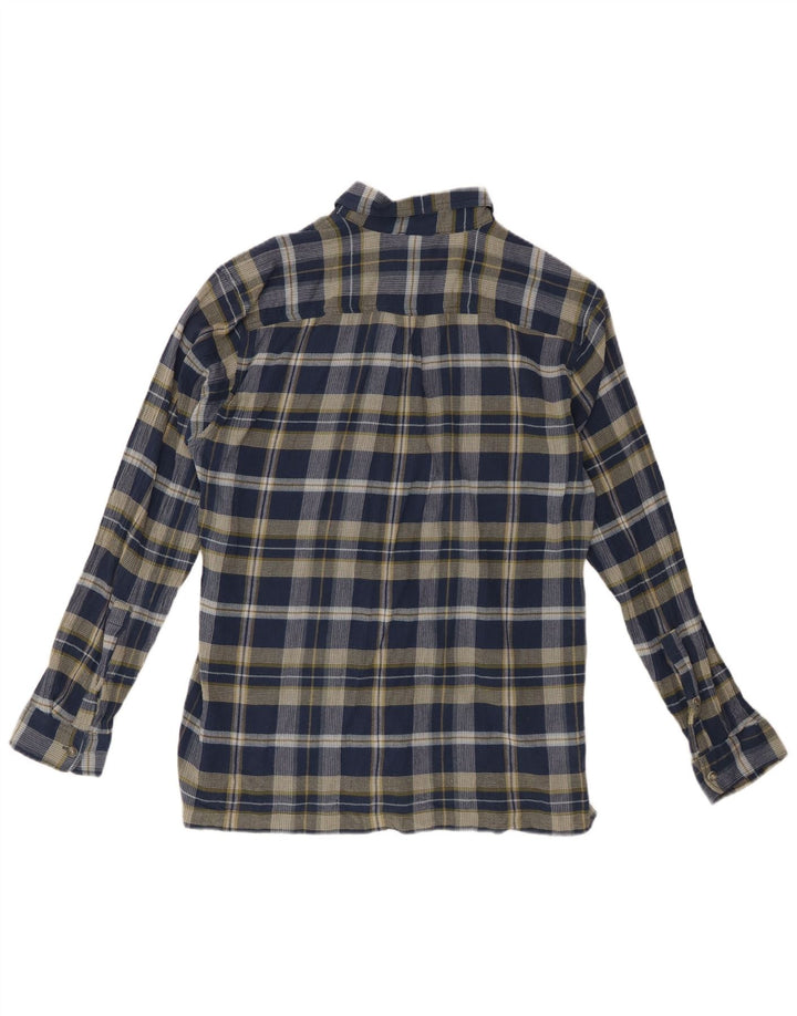 EDDIE BAUER Mens Classic Fit Flannel Shirt Medium Navy Blue Check Cotton