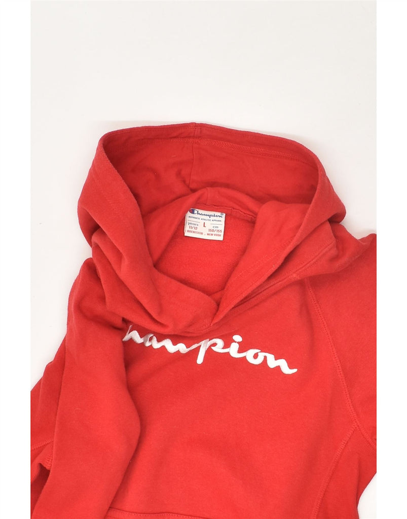 CHAMPION Boys Graphic Hoodie Jumper 11-12 Years Large Red Cotton | Vintage Champion | Thrift | Second-Hand Champion | Used Clothing | Messina Hembry 