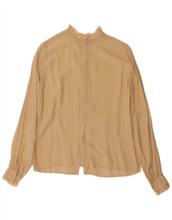 Vintage Womens Shirt Blouse UK 12 Medium Beige