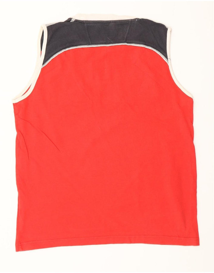 CHAMPION Mens Graphic Vest Top Medium Red Colourblock Cotton