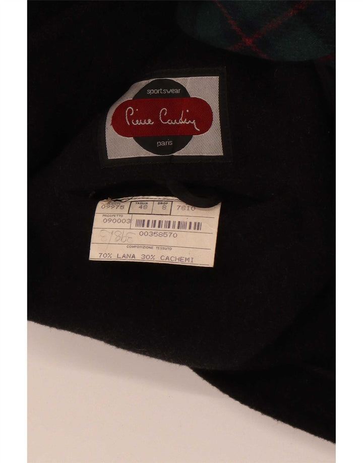 Pierre Cardin Mens Hooded Duffle Coat IT 48 Medium Black Check Wool