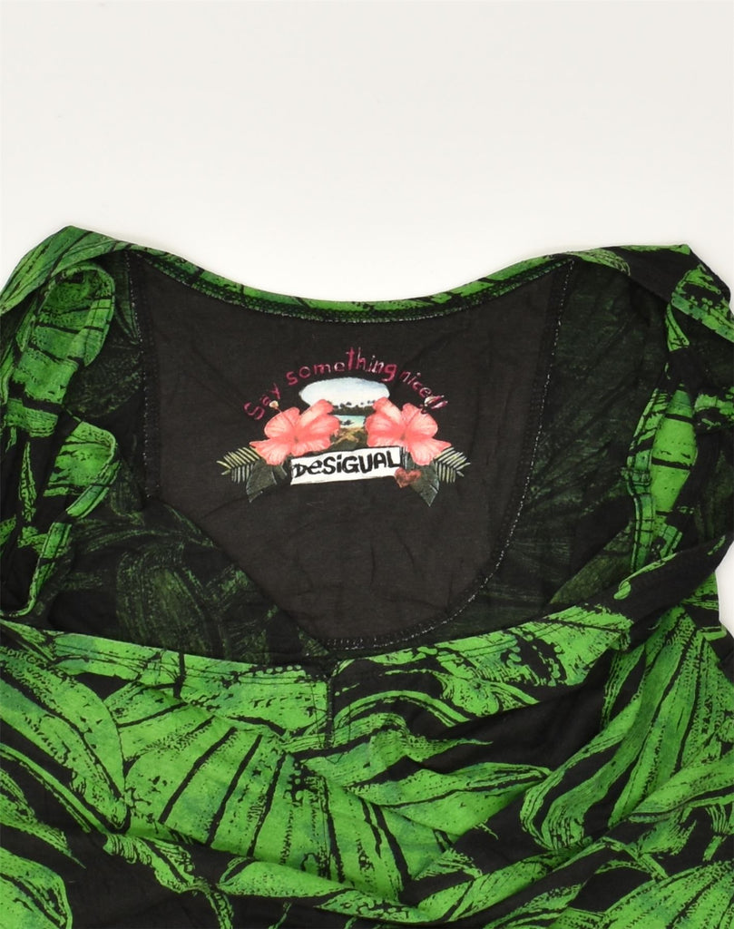 DESIGUAL Womens Sundress UK 12 Medium Green Floral Cotton | Vintage Desigual | Thrift | Second-Hand Desigual | Used Clothing | Messina Hembry 