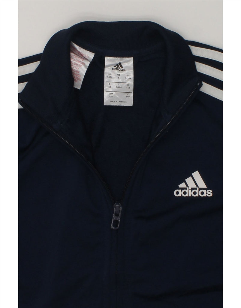 ADIDAS Boys Tracksuit Top Jacket 9-10 Years Navy Blue Polyester | Vintage Adidas | Thrift | Second-Hand Adidas | Used Clothing | Messina Hembry 