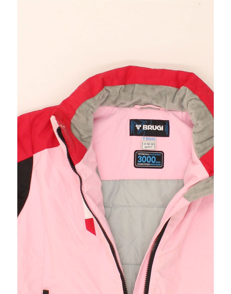 BRUGI Girls Waterproof Jacket 10-11 Years Pink Colourblock Polyester | Vintage Brugi | Thrift | Second-Hand Brugi | Used Clothing | Messina Hembry 