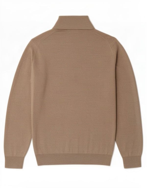 Reiss Mens Zip Neck Jumper Sweater Large Beige Acrylic