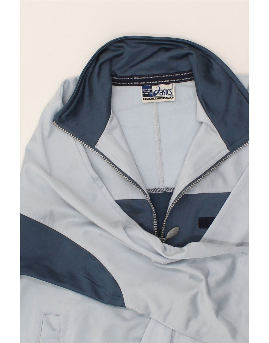 ASICS Womens Tracksuit Top Jacket UK 12 Medium Blue Colourblock Polyester Vintage Asics and Second-Hand Asics from Messina Hembry 