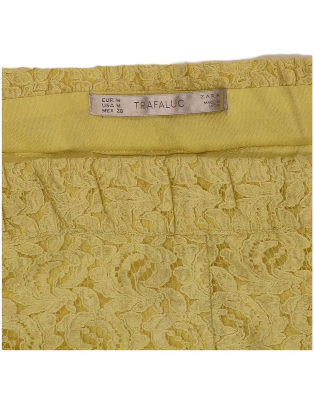 Zara Womens Trafaluc Lace Hot Pants Medium W36  Yellow Floral