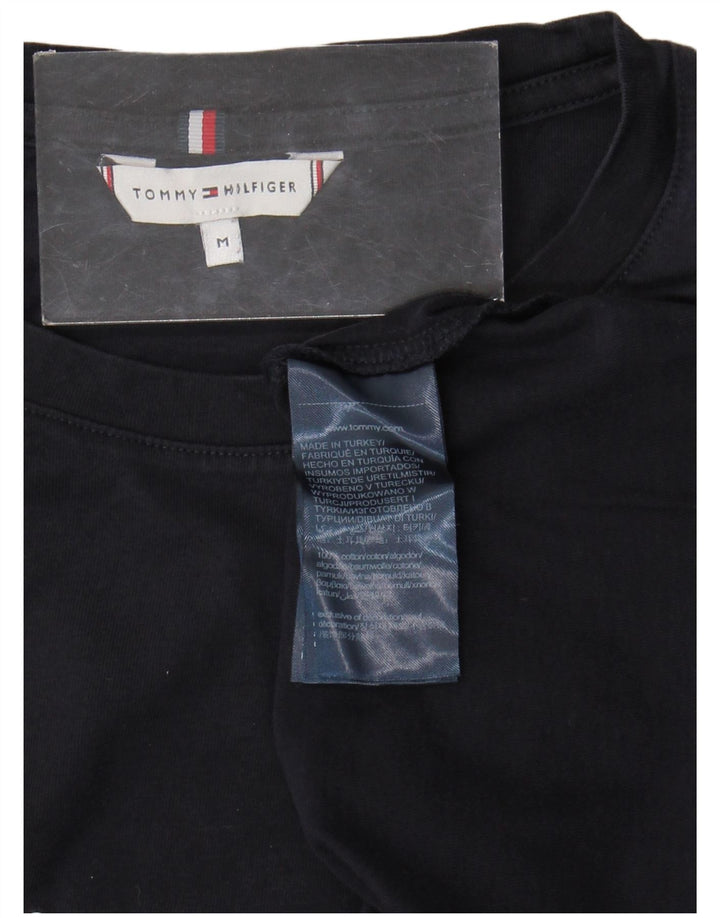 TOMMY HILFIGER Womens Graphic T-Shirt Top UK 12 Medium Navy Blue Cotton