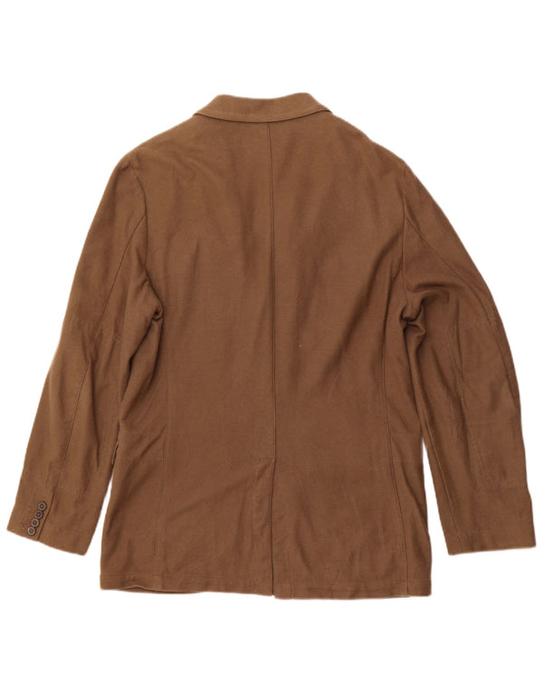 MASSIMO DUTTI Mens 3 Button Blazer Jacket UK 40 Large Brown Cotton