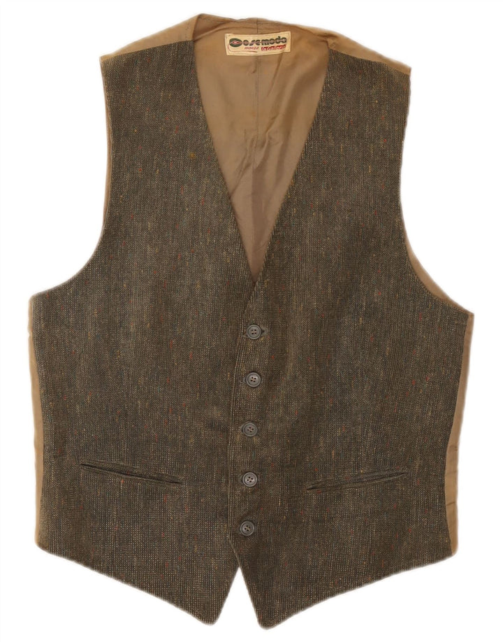 Monza Mens Waistcoat Small Khaki Flecked