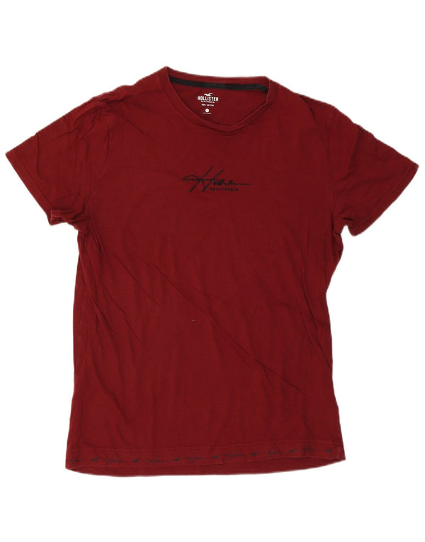 Hollister Mens Graphic T-Shirt Top Large Burgundy Cotton