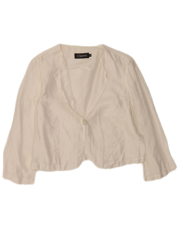 Superior Womens 3/4 Sleeve Bolero Top IT 46 Large White Flax