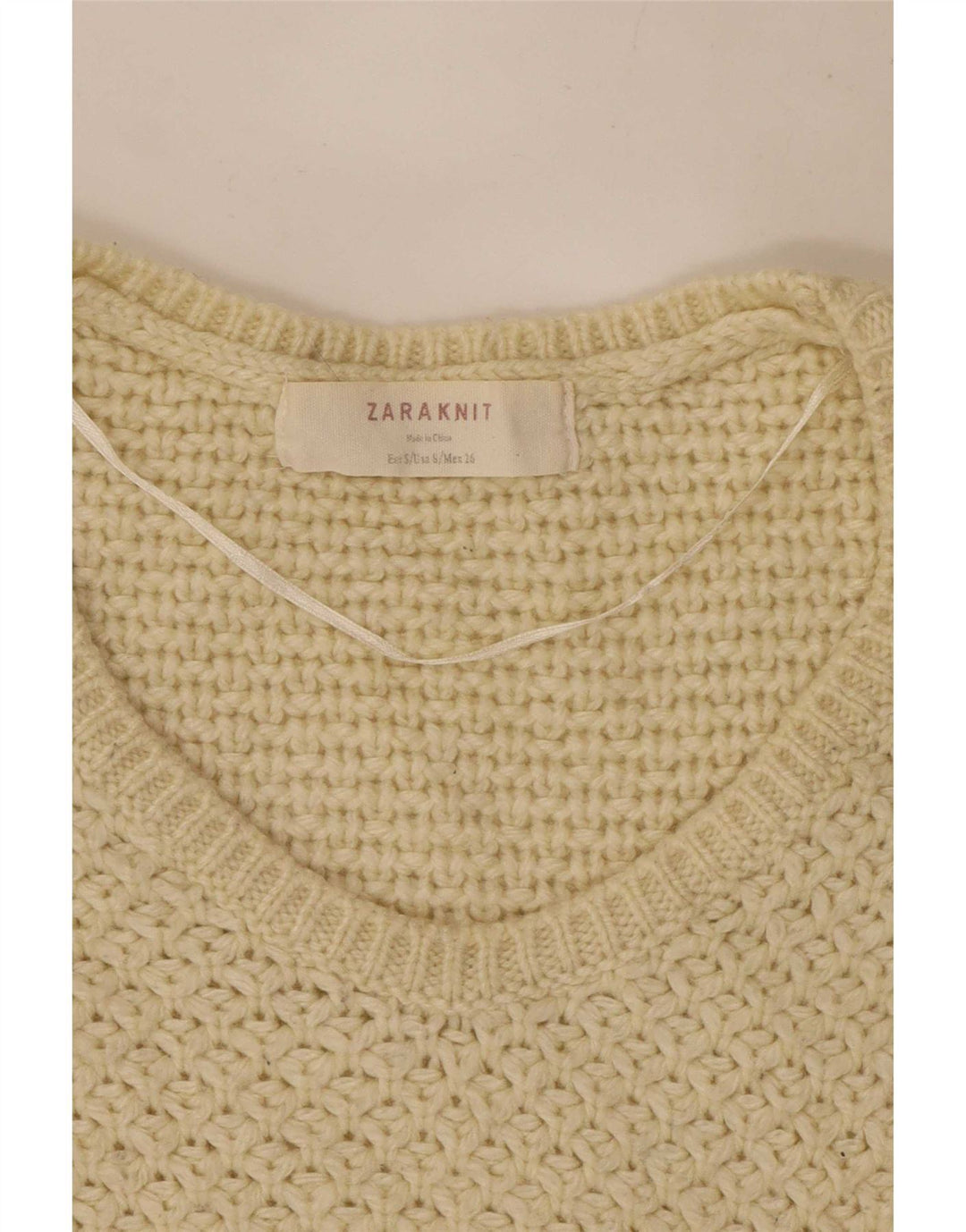 Zara Womens Oversized V-Neck Jumper Sweater UK 10 Small Off White