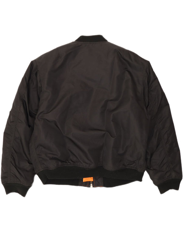 Vintage Mens Bomber Jacket IT 52/54 XL Black Nylon