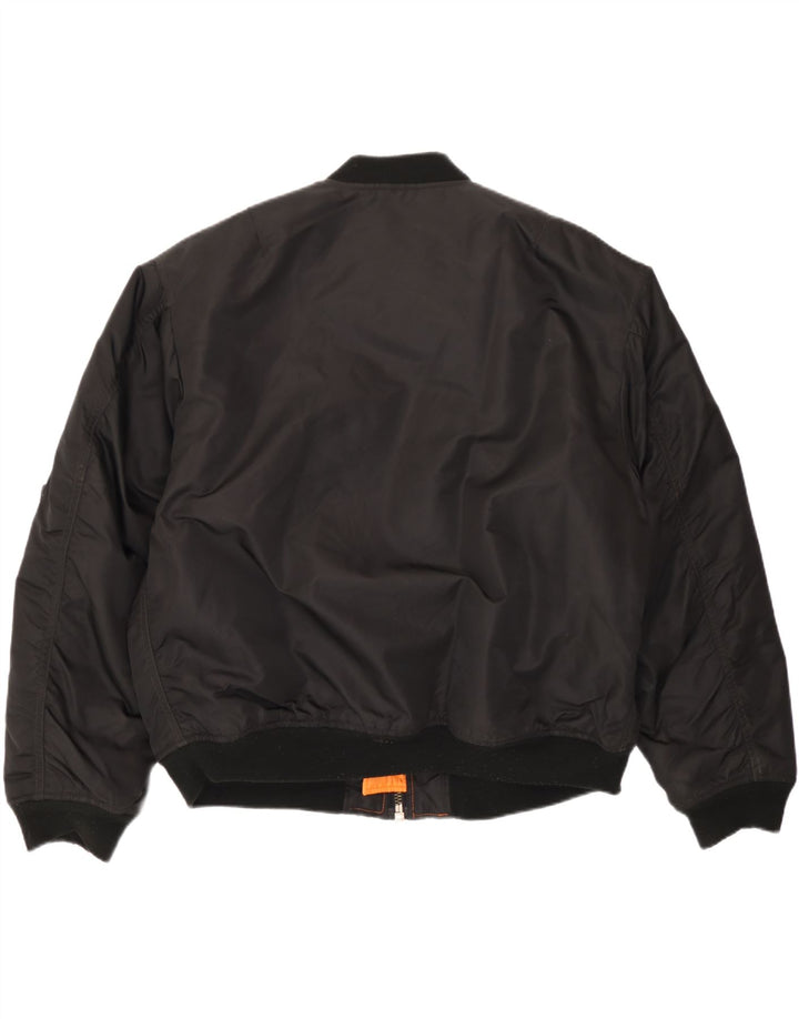 Vintage Mens Bomber Jacket IT 52/54 XL Black Nylon