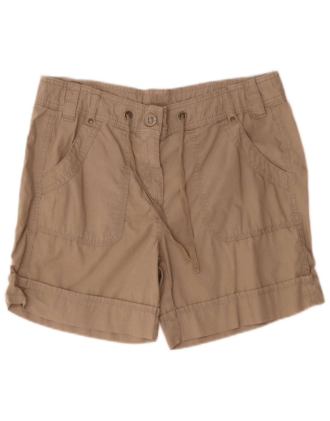 Marks & Spencer Womens Cargo Shorts UK 12 Medium W32 Khaki Cotton