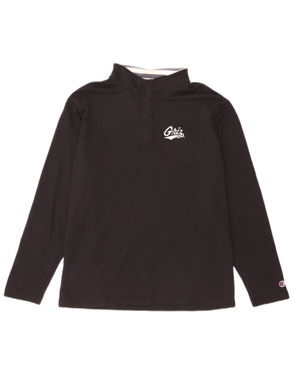 Champion Mens Top Long Sleeve Medium Black Cotton