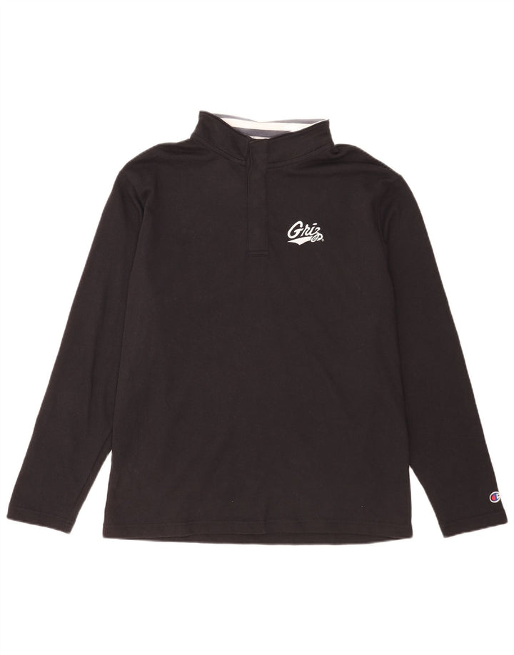 Champion Mens Top Long Sleeve Medium Black Cotton