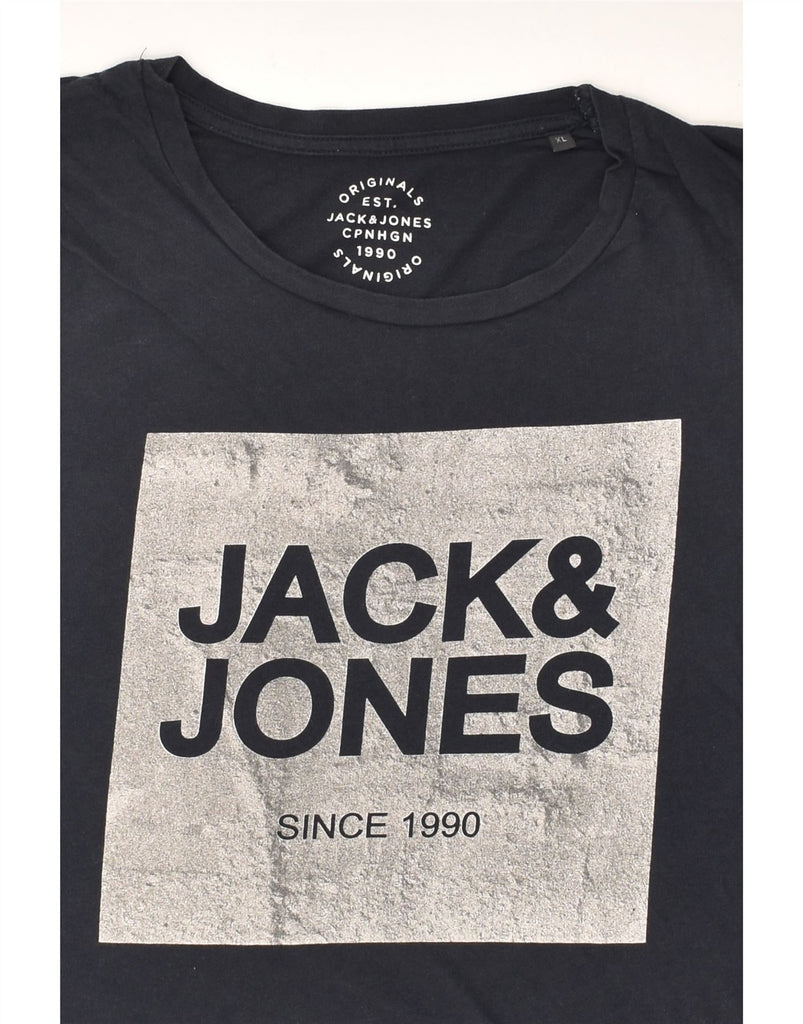 JACK & JONES Mens Graphic T-Shirt Top XL Black Cotton | Vintage Jack & Jones | Thrift | Second-Hand Jack & Jones | Used Clothing | Messina Hembry 