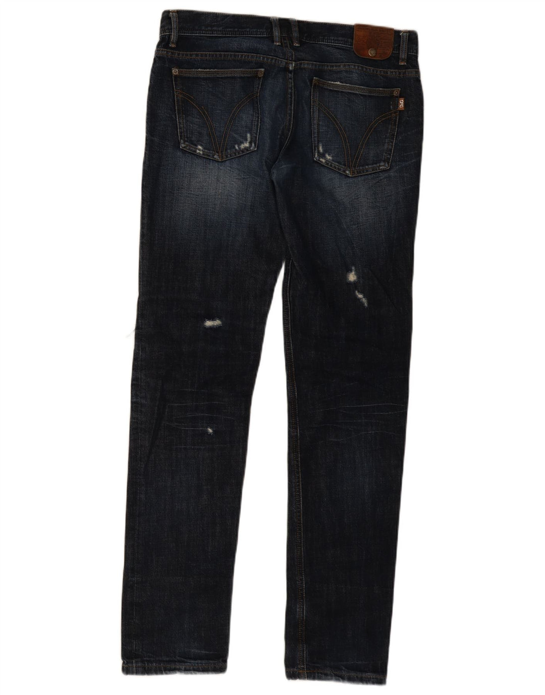 Dolce & Gabbana Mens Distressed Slim Jeans W33 L34 Navy Blue Cotton