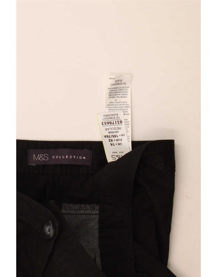 Marks & Spencer Womens Regular Capri Trousers UK 14 Large W34 L24 Black