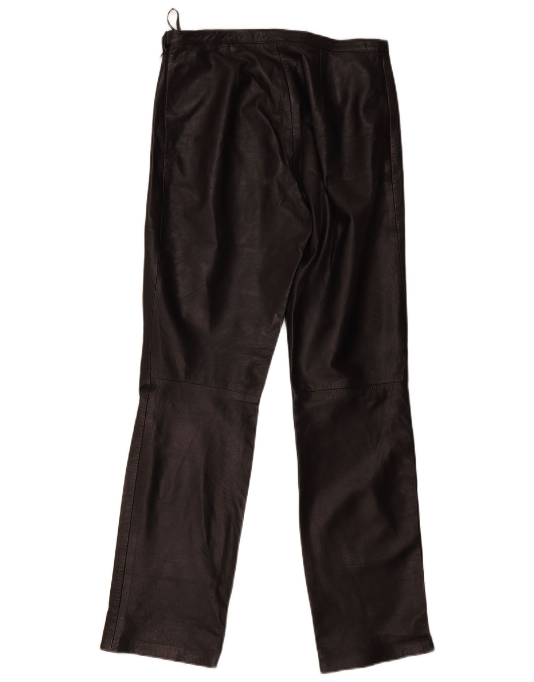 Vintage Womens Straight Leather Trousers W28 L29 Black Leather