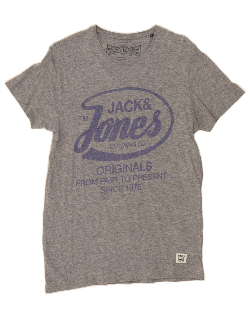 JACK & JONES Mens Originals Graphic T-Shirt Top Small Grey Cotton Vintage Jack & Jones and Second-Hand Jack & Jones from Messina Hembry 