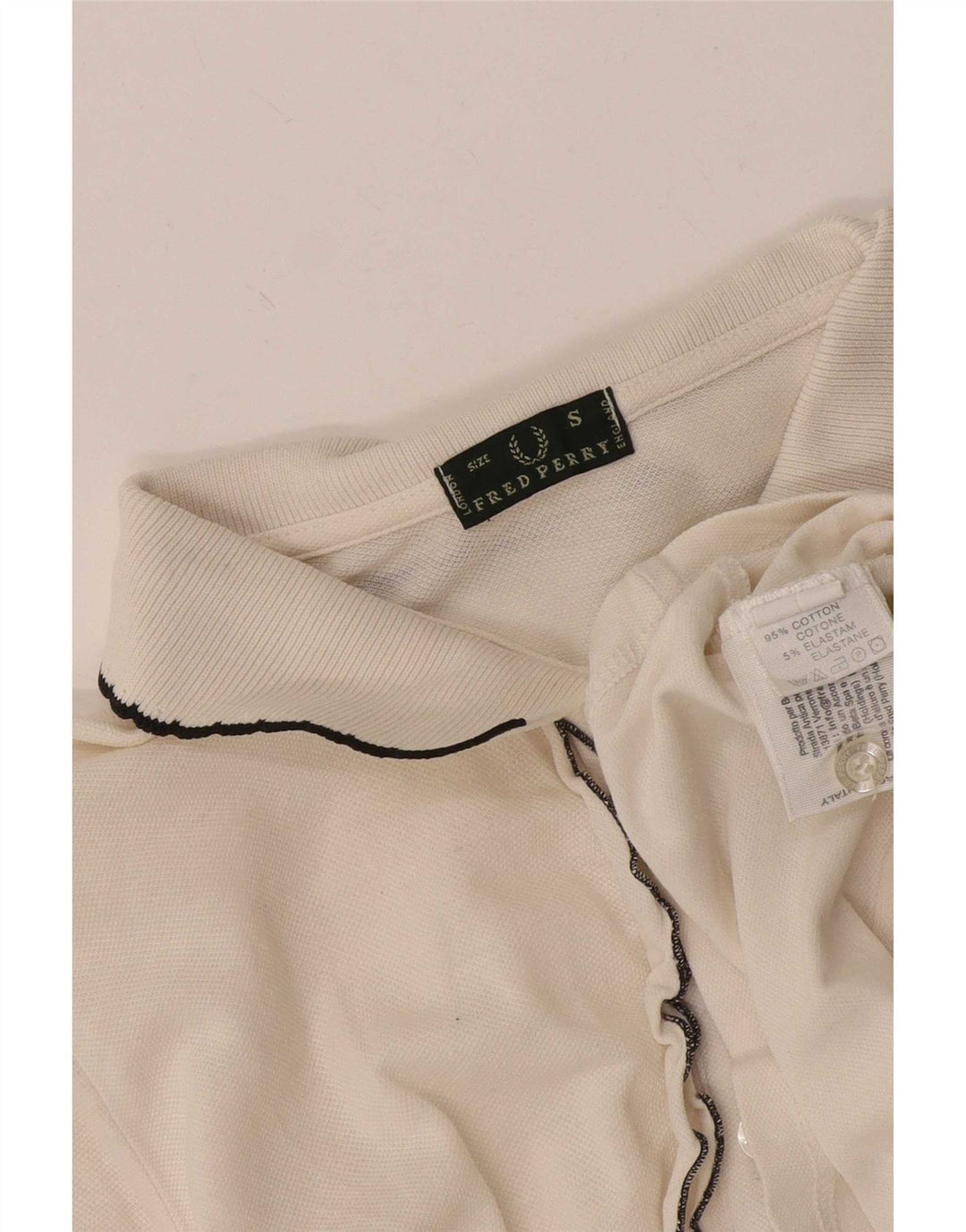 Fred Perry Womens Polo Shirt UK 10 Small Off White Cotton