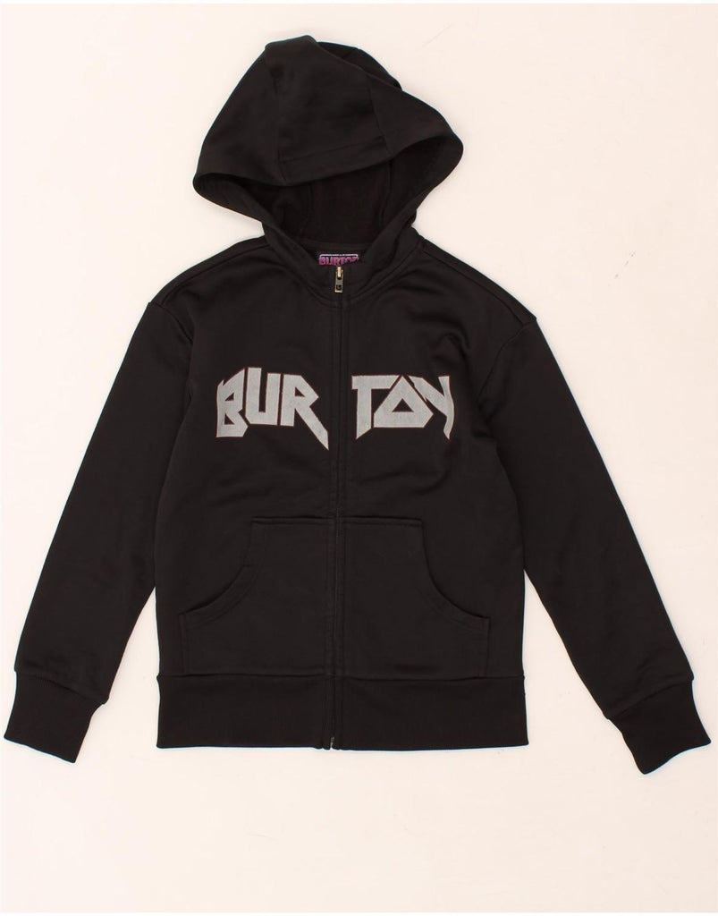 BURTON Boys Graphic Zip Hoodie Sweater 10-11 Years Small Black Polyester | Vintage Burton | Thrift | Second-Hand Burton | Used Clothing | Messina Hembry 