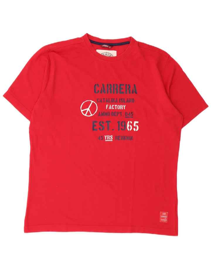 Carrera Mens Graphic T-Shirt Top XL Red Cotton