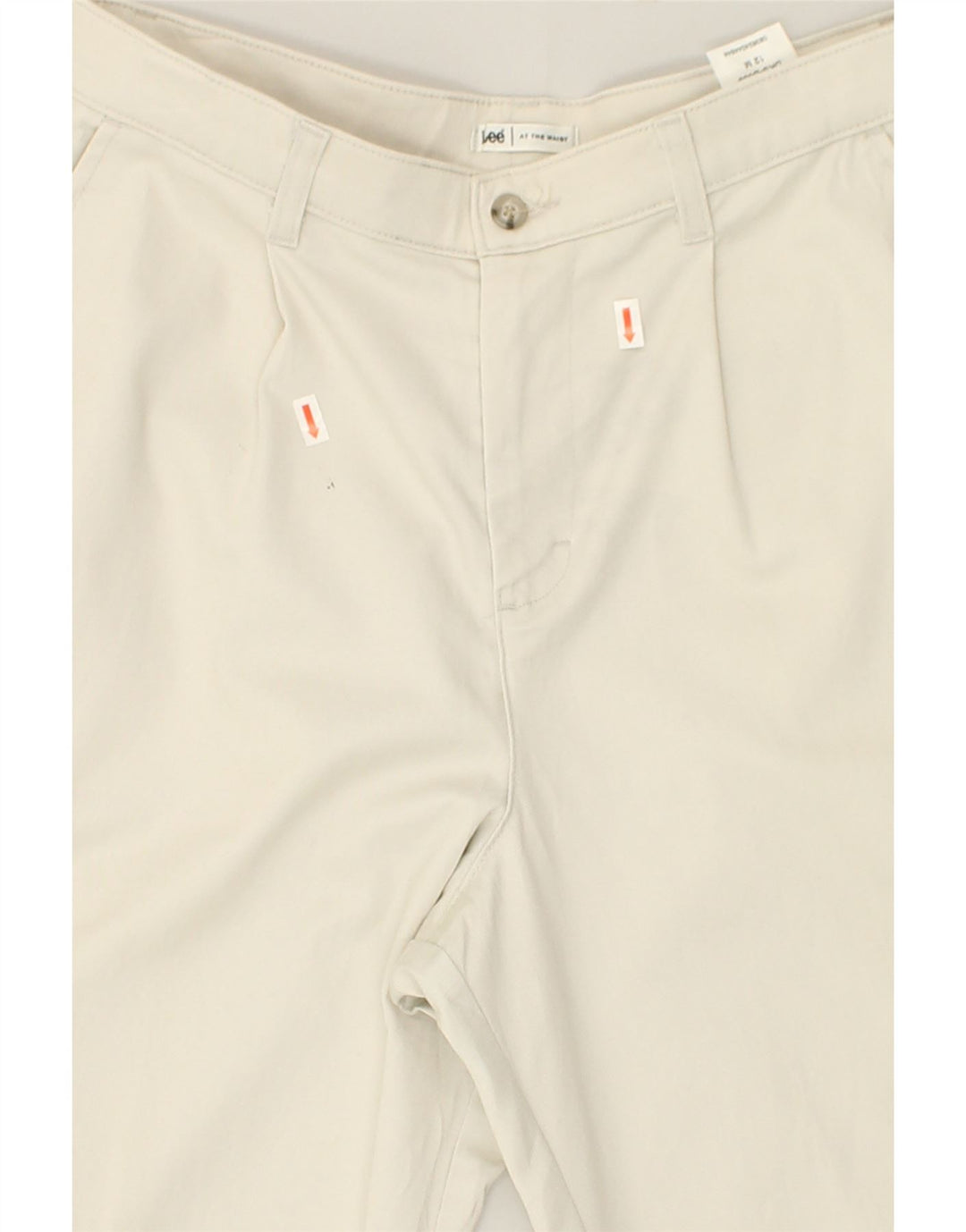 LEE Womens Straight Chino Trousers US 12 Large W32 L29 Beige Cotton | Vintage Lee | Thrift | Second-Hand Lee | Used Clothing | Messina Hembry 