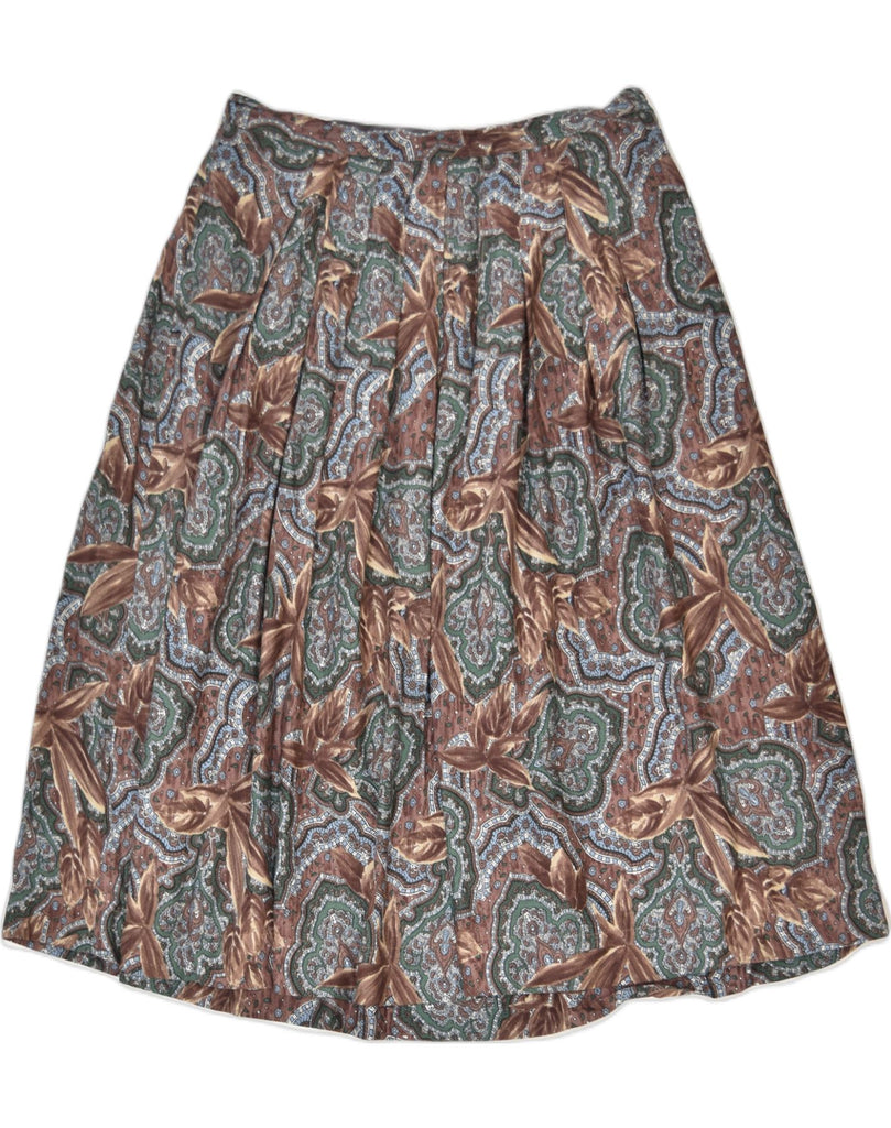 VINTAGE Womens Pleated Skirt W28 Medium Grey Floral Cotton | Vintage | Thrift | Second-Hand | Used Clothing | Messina Hembry 