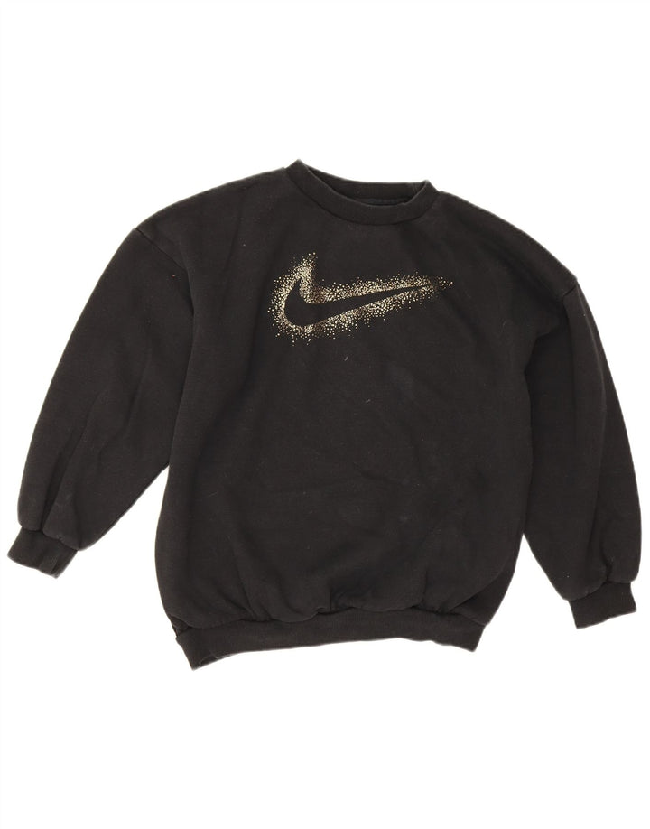 Nike Girls Graphic Oversized Sweatshirt Jumper 12-13 Years Large Black