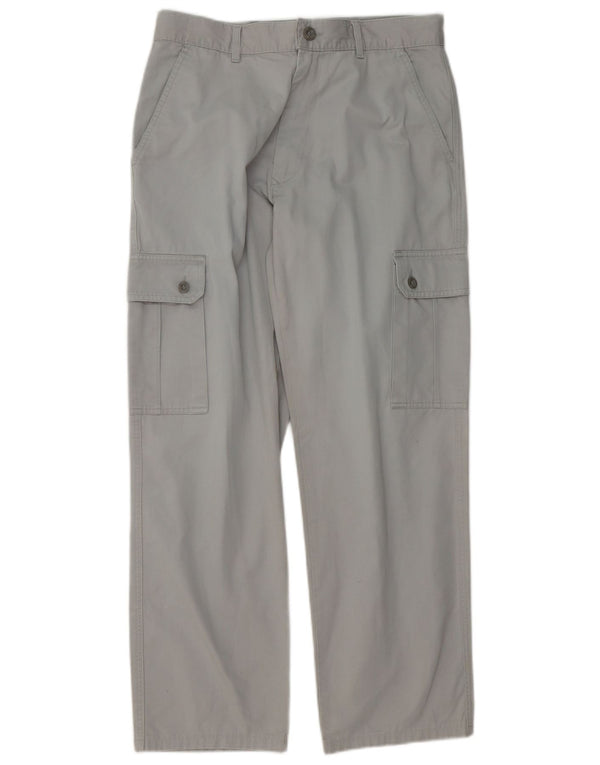 KEEGAN Mens Straight Cargo Trousers IT 48 Medium W32 L30 Grey Cotton