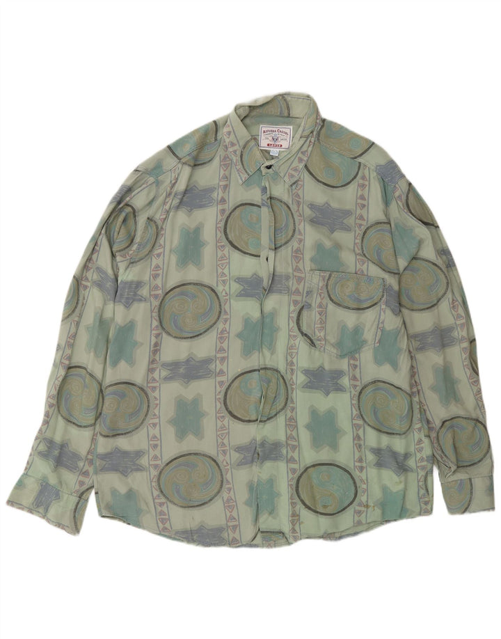 Azzurra Mens Shirt Large Green Geometric