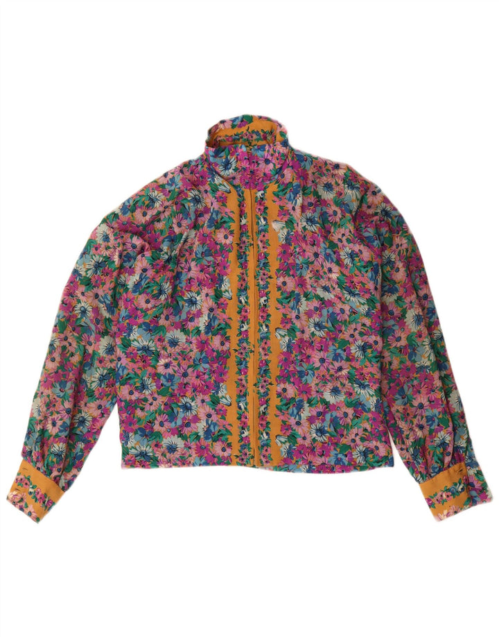 Vintage Womens Crop Shirt Blouse UK 14 Medium Multicoloured Floral