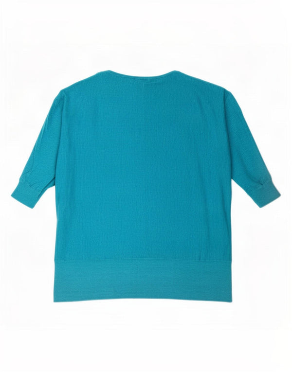 Phase Eight Womens 1/2 Sleeve Oversized Blouse Top UK 14 Medium Blue Linen