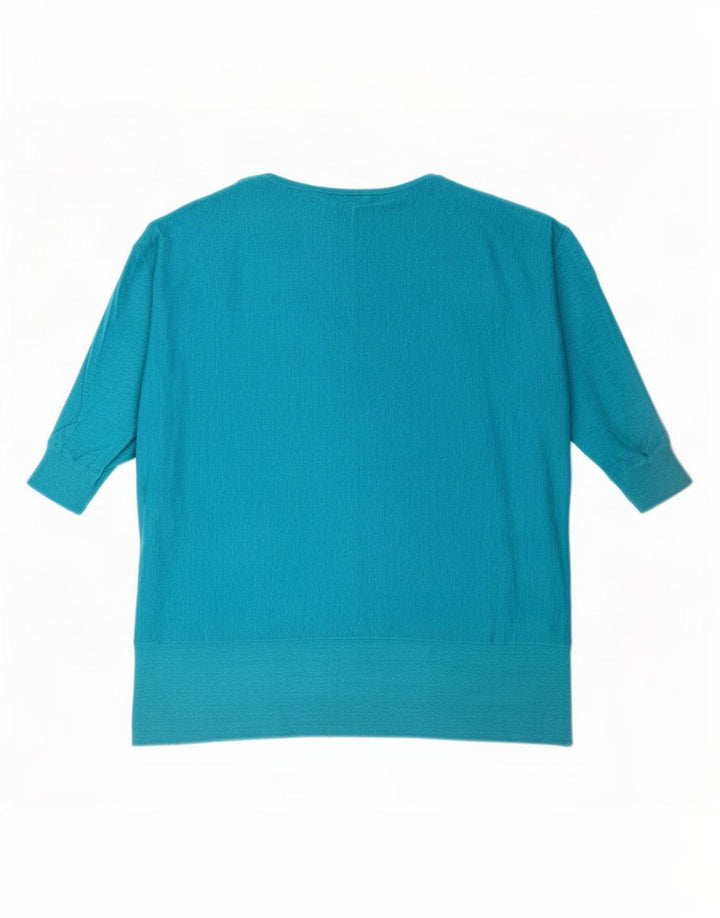 Phase Eight Womens 1/2 Sleeve Oversized Blouse Top UK 14 Medium Blue Linen