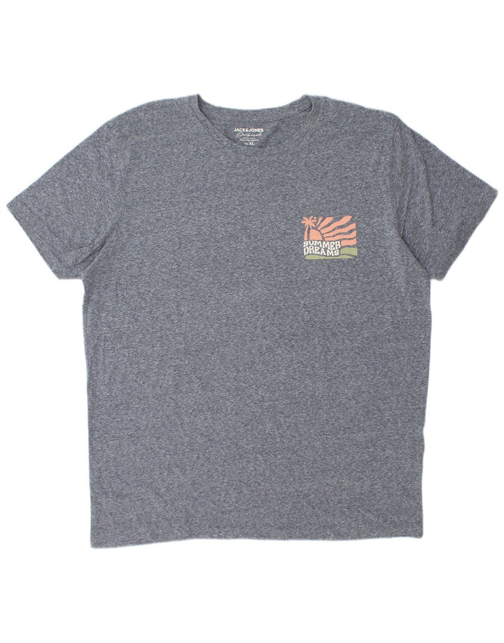 Jack & Jones Mens T-Shirt Top XL Grey Flecked Cotton
