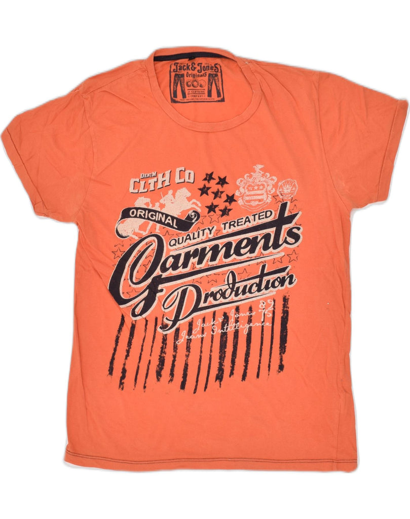 JACK & JONES Mens Graphic T-Shirt Top Large Orange Cotton | Vintage Jack & Jones | Thrift | Second-Hand Jack & Jones | Used Clothing | Messina Hembry 