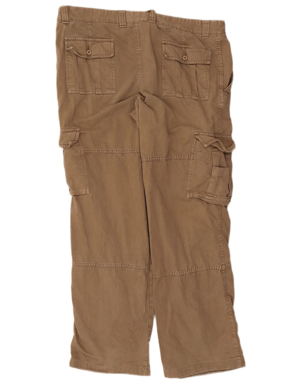 Vintage Mens Straight Cargo Trousers IT 56 3XL W40 L31 Beige Cotton