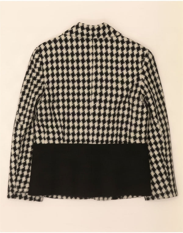Vintage Womens 3 Button Blazer Jacket UK 12 Medium Black Houndstooth