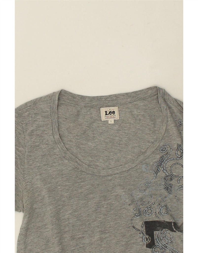 LEE Womens Graphic T-Shirt Top UK 14 Large Grey Cotton Vintage Lee and Second-Hand Lee from Messina Hembry 